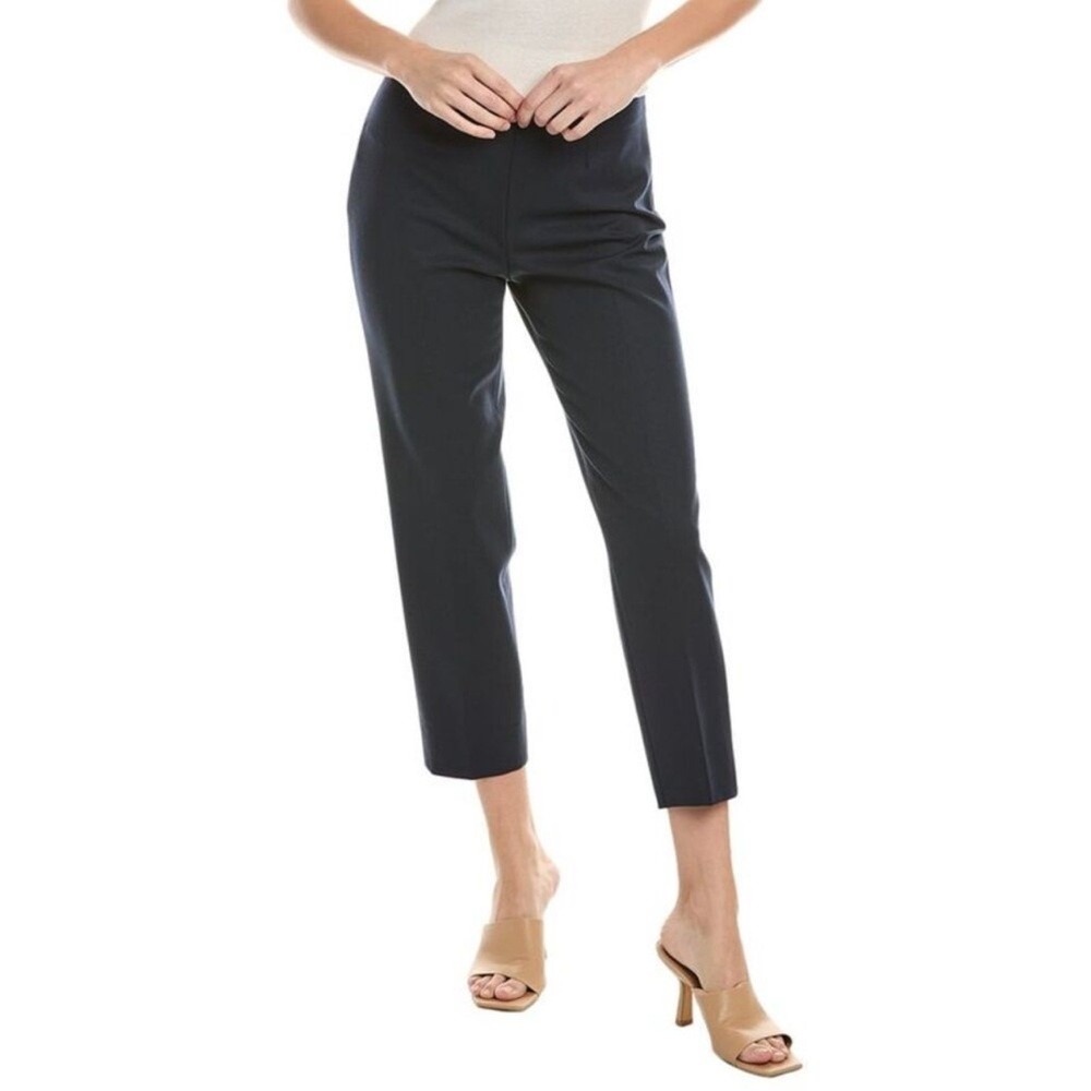 Piazza Sempione Black Cotton Blend Cuffed Straight Leg Trousers Italy Size IT 46